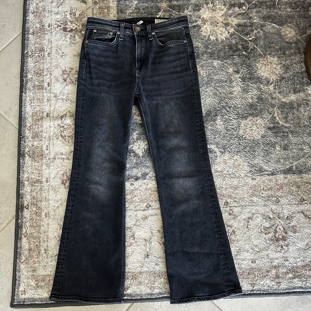 rag & bone Nina High Rise Ankle Flare Black Wash Jeans